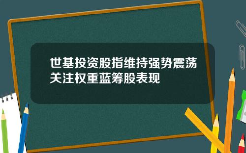 世基投资股指维持强势震荡关注权重蓝筹股表现