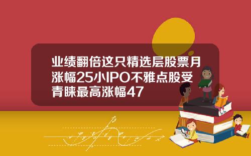 业绩翻倍这只精选层股票月涨幅25小IPO不雅点股受青睐最高涨幅47