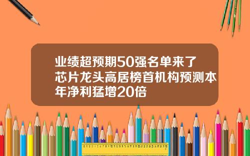 业绩超预期50强名单来了芯片龙头高居榜首机构预测本年净利猛增20倍