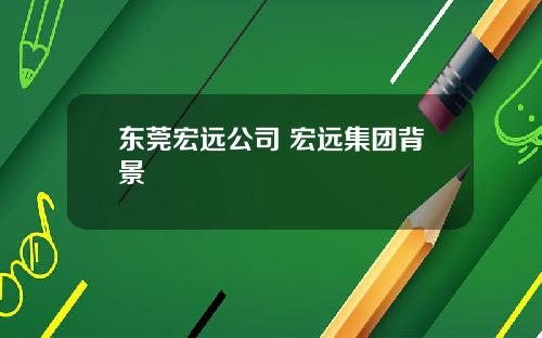 东莞宏远公司 宏远集团背景