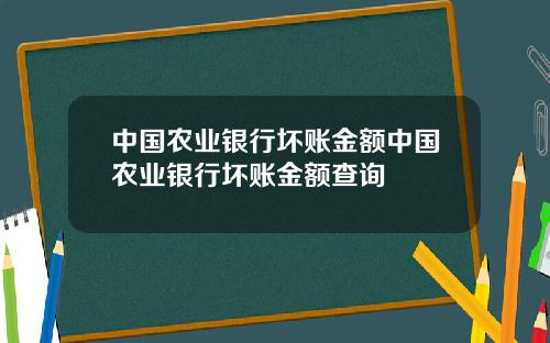 中国农业银行坏账金额中国农业银行坏账金额查询