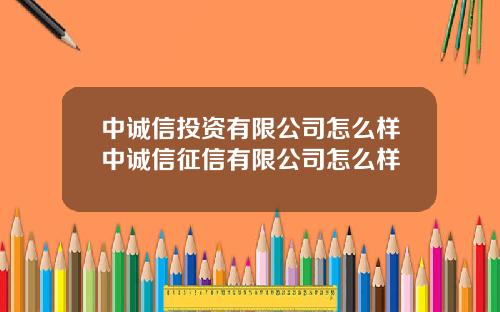 中诚信投资有限公司怎么样中诚信征信有限公司怎么样