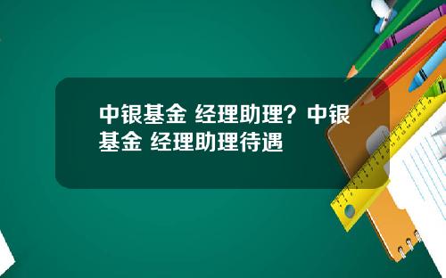 中银基金 经理助理？中银基金 经理助理待遇