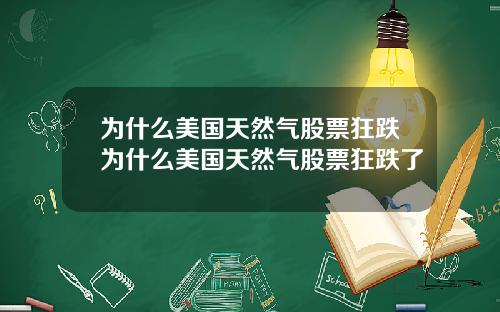 为什么美国天然气股票狂跌为什么美国天然气股票狂跌了