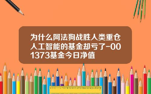 为什么阿法狗战胜人类重仓人工智能的基金却亏了-001373基金今日净值