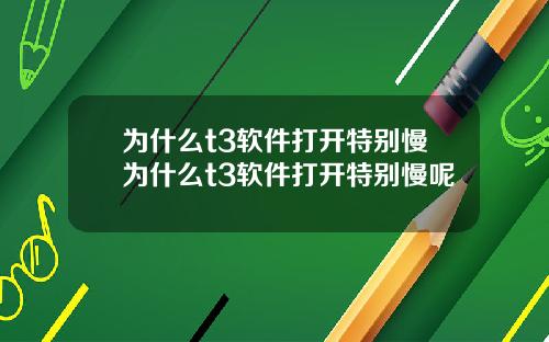 为什么t3软件打开特别慢为什么t3软件打开特别慢呢