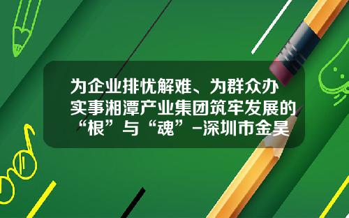 为企业排忧解难、为群众办实事湘潭产业集团筑牢发展的“根”与“魂”-深圳市金昊担保有限公司