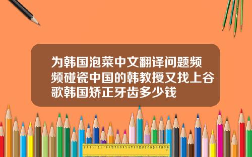 为韩国泡菜中文翻译问题频频碰瓷中国的韩教授又找上谷歌韩国矫正牙齿多少钱