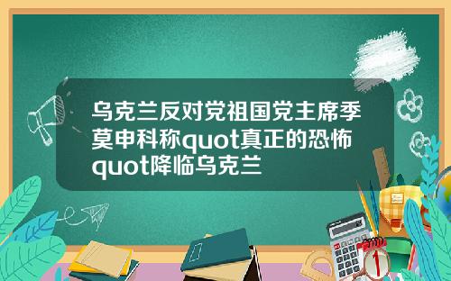 乌克兰反对党祖国党主席季莫申科称quot真正的恐怖quot降临乌克兰