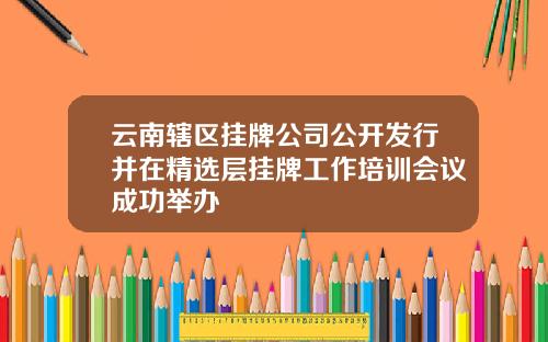 云南辖区挂牌公司公开发行并在精选层挂牌工作培训会议成功举办