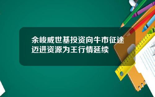 余峻威世基投资向牛市征途迈进资源为王行情延续