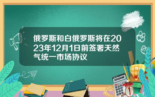 俄罗斯和白俄罗斯将在2023年12月1日前签署天然气统一市场协议
