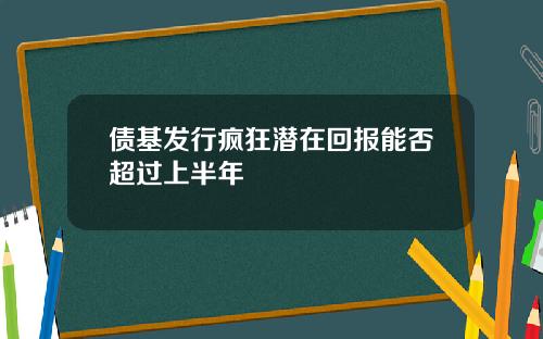 债基发行疯狂潜在回报能否超过上半年