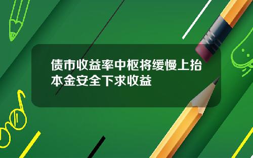 债市收益率中枢将缓慢上抬本金安全下求收益