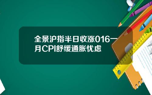 全景沪指半日收涨016一月CPI舒缓通胀忧虑