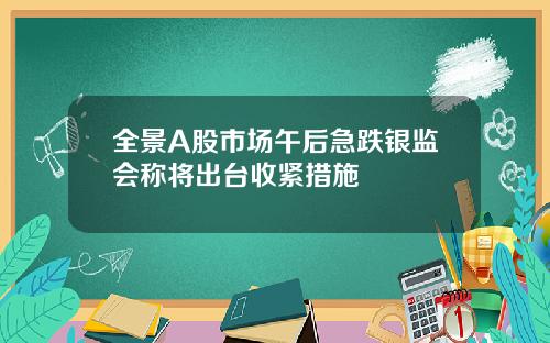 全景A股市场午后急跌银监会称将出台收紧措施