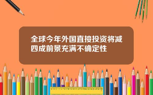 全球今年外国直接投资将减四成前景充满不确定性