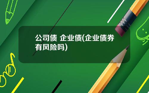 公司债 企业债(企业债券有风险吗)