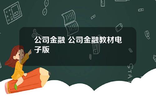 公司金融 公司金融教材电子版