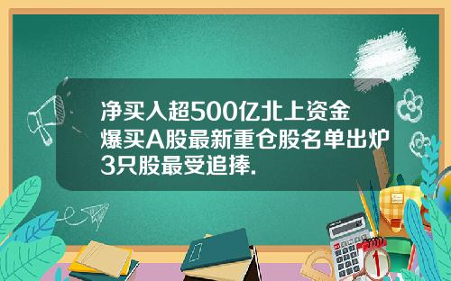 净买入超500亿北上资金爆买A股最新重仓股名单出炉3只股最受追捧.