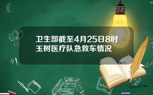 卫生部截至4月25日8时玉树医疗队急救车情况