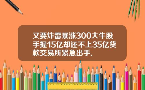 又要炸雷暴涨300大牛股手握15亿却还不上35亿贷款交易所紧急出手.
