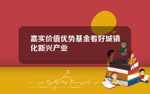 嘉实价值优势基金看好城镇化新兴产业
