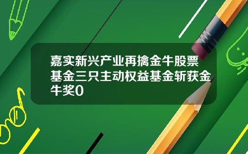 嘉实新兴产业再擒金牛股票基金三只主动权益基金斩获金牛奖0