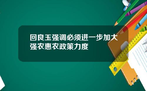 回良玉强调必须进一步加大强农惠农政策力度