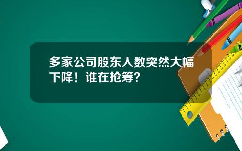 多家公司股东人数突然大幅下降！谁在抢筹？