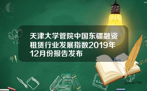 天津大学管院中国东疆融资租赁行业发展指数2019年12月份报告发布
