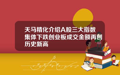 天马精化介绍A股三大指数集体下跌创业板成交金额再创历史新高