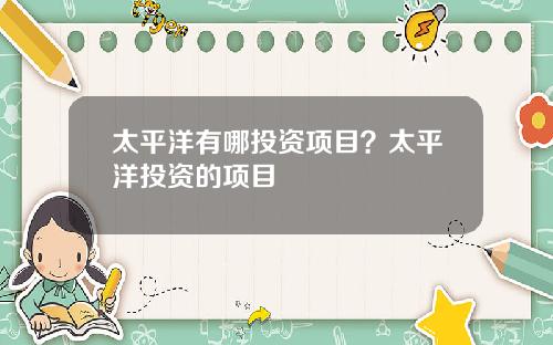 太平洋有哪投资项目？太平洋投资的项目