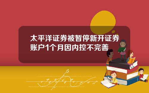 太平洋证券被暂停新开证券账户1个月因内控不完善