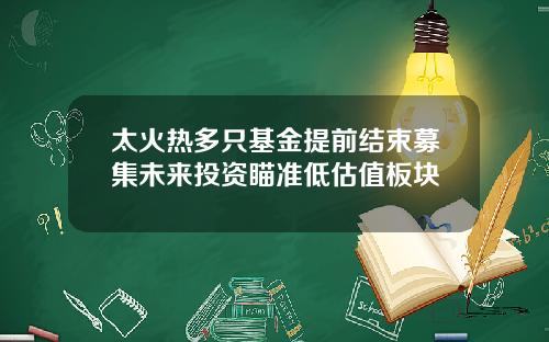 太火热多只基金提前结束募集未来投资瞄准低估值板块