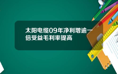 太阳电缆09年净利增逾一倍受益毛利率提高