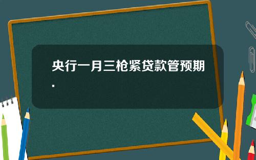 央行一月三枪紧贷款管预期.