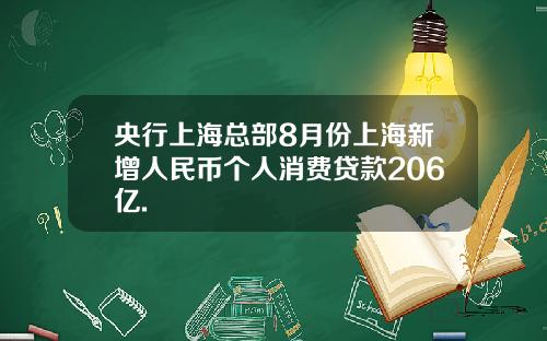 央行上海总部8月份上海新增人民币个人消费贷款206亿.