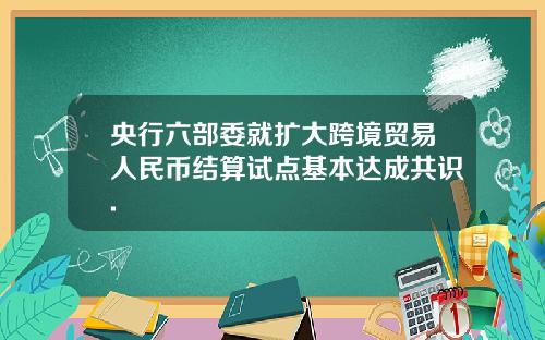 央行六部委就扩大跨境贸易人民币结算试点基本达成共识.