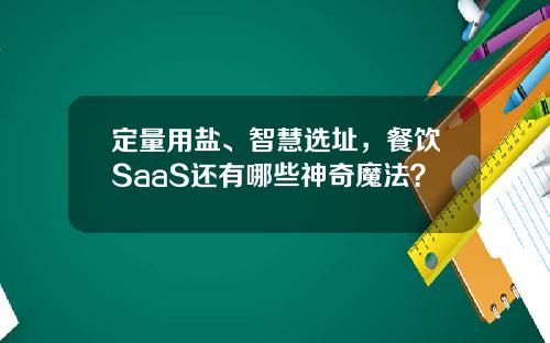 定量用盐、智慧选址，餐饮SaaS还有哪些神奇魔法？
