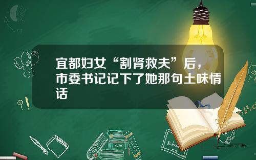 宜都妇女“割肾救夫”后，市委书记记下了她那句土味情话