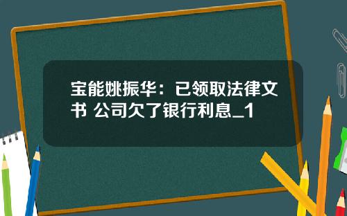 宝能姚振华：已领取法律文书 公司欠了银行利息_1