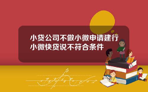 小贷公司不做小微申请建行小微快贷说不符合条件