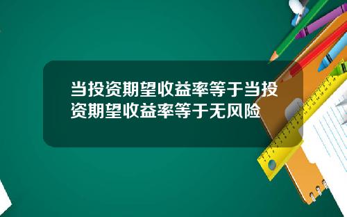 当投资期望收益率等于当投资期望收益率等于无风险