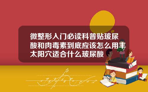 微整形入门必读科普贴玻尿酸和肉毒素到底应该怎么用丰太阳穴适合什么玻尿酸