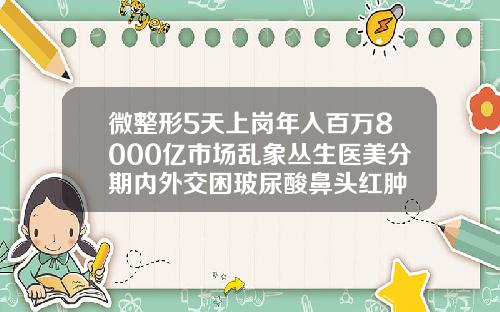 微整形5天上岗年入百万8000亿市场乱象丛生医美分期内外交困玻尿酸鼻头红肿