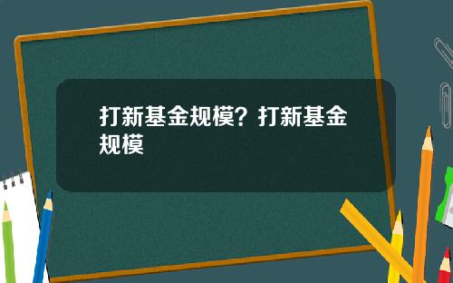 打新基金规模？打新基金 规模