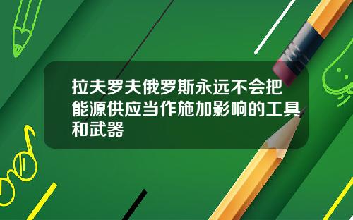 拉夫罗夫俄罗斯永远不会把能源供应当作施加影响的工具和武器