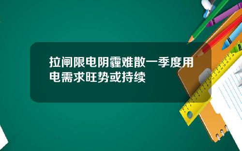 拉闸限电阴霾难散一季度用电需求旺势或持续