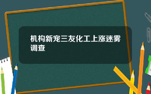 机构新宠三友化工上涨迷雾调查